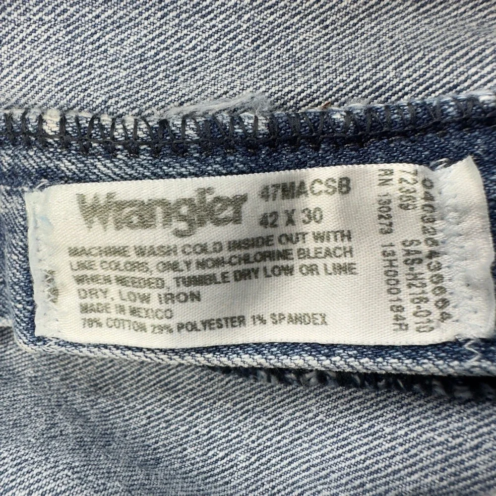 Wrangler 47 Jeans Mens‎ 42x30 Advanced Comfort Regular Fit Blue Denim Western
